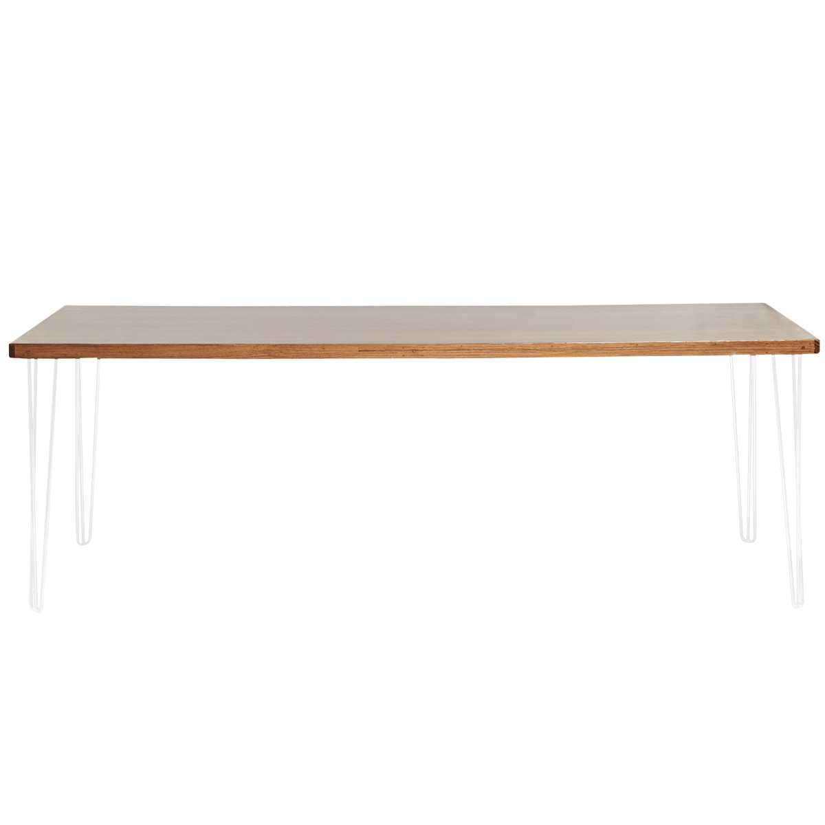 hairpin-dining-table-240×105-teak-straight-white-legs