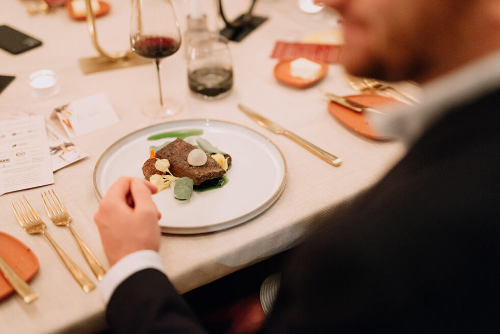 Our Husk dinner plate featured here in Chalk.