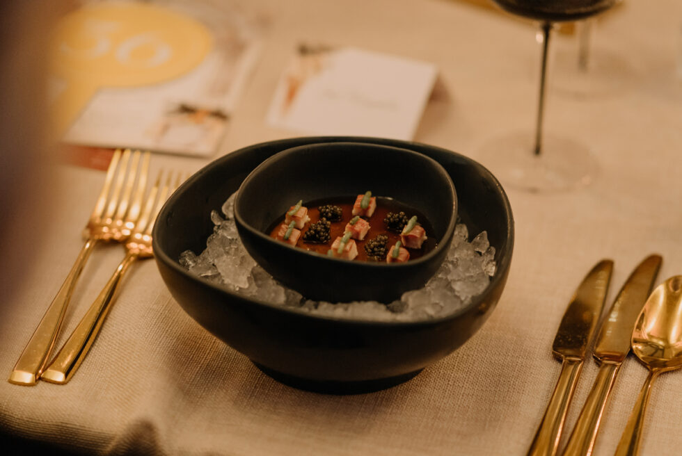 Featuring Mason bowls in Slate, and Gold Gloss Cutlery.