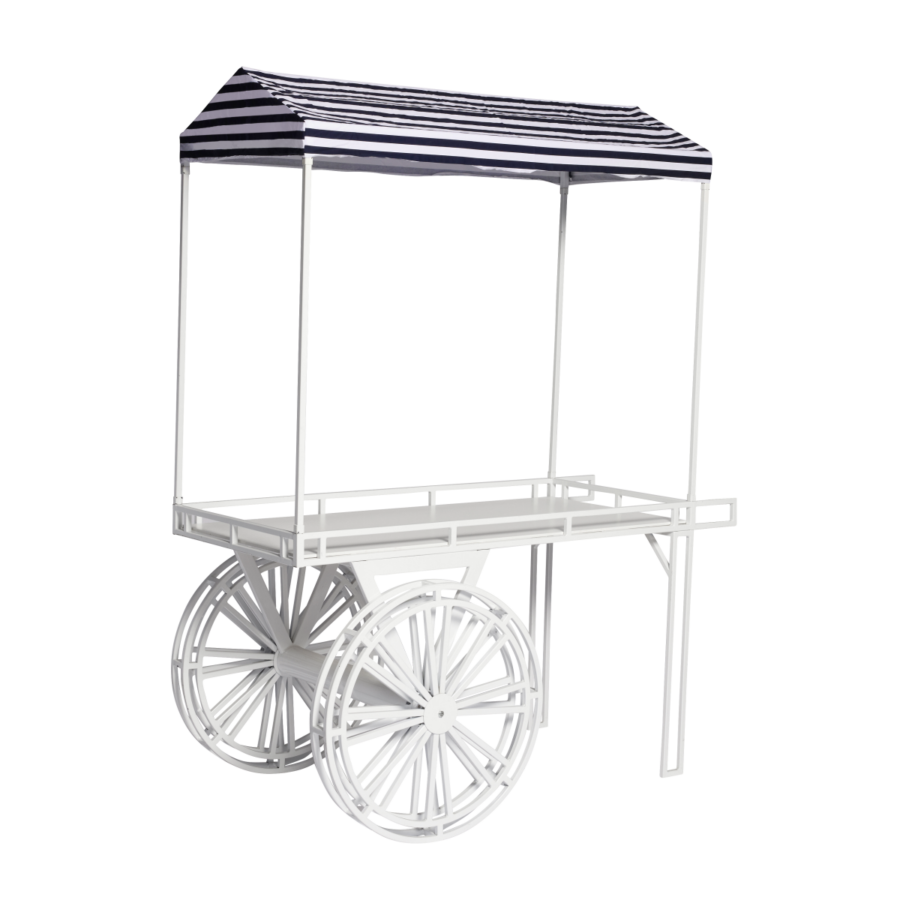 flower-cart-white-canopy-navy-and-white