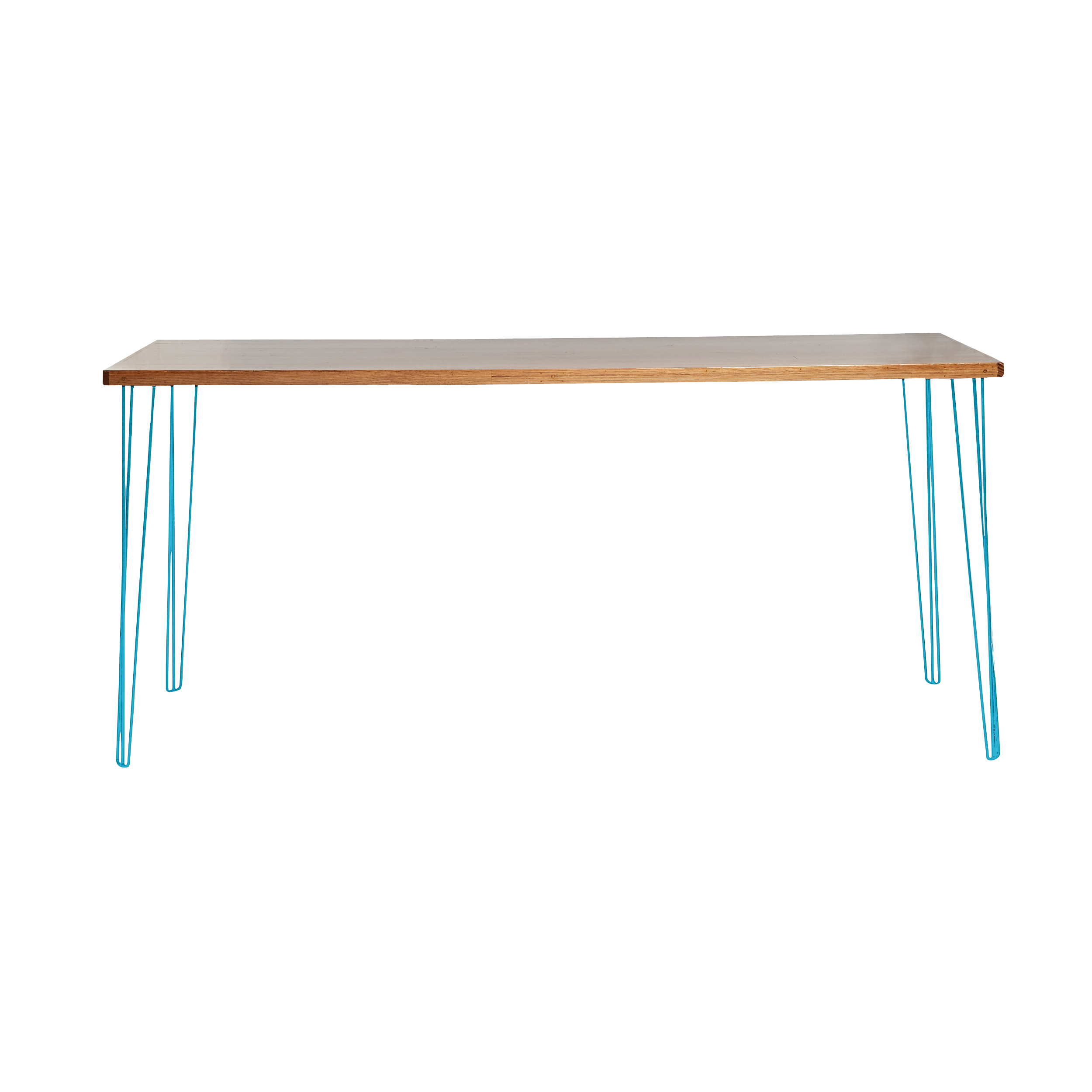 hairpin-bar-table-240×105-teak-straight-peacock blue-legs
