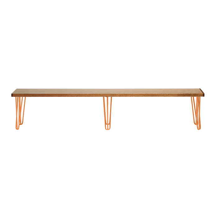 hairpin-bench-seat-teak-2.4×0.36-coffee-legs-orange
