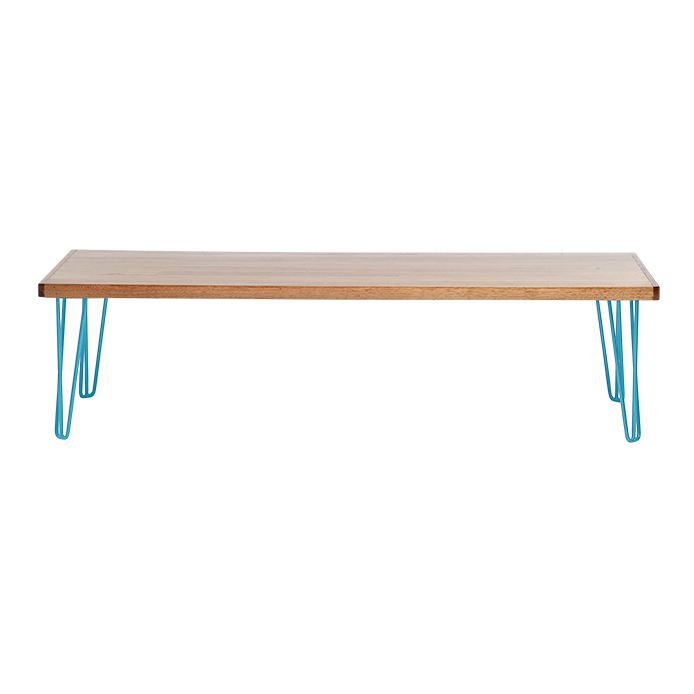 hairpin-coffee-table-180×70-teak-straight-peacock-blue-legs