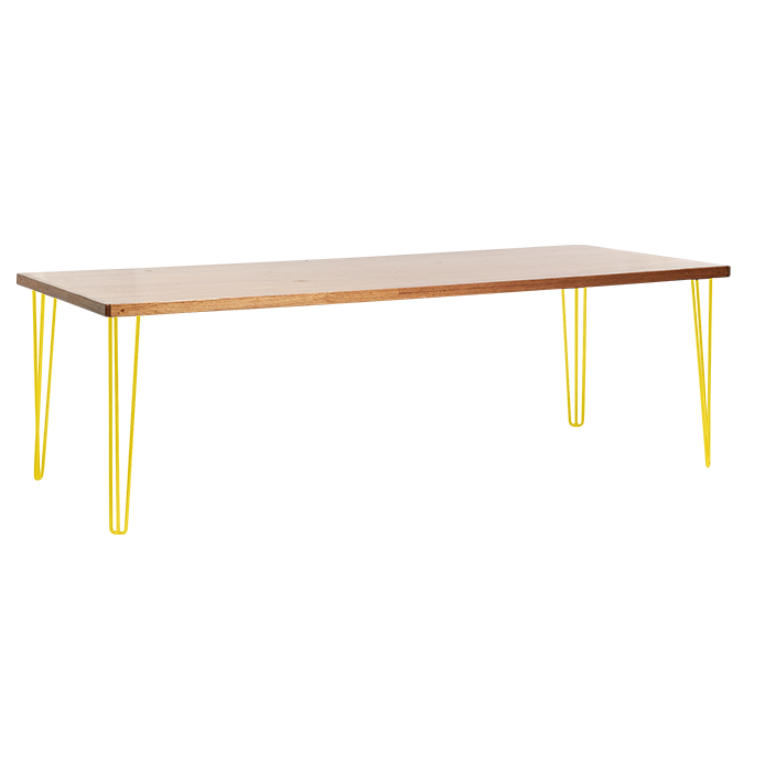 hairpin-dining-table-240×105-teak-straight-white-legs