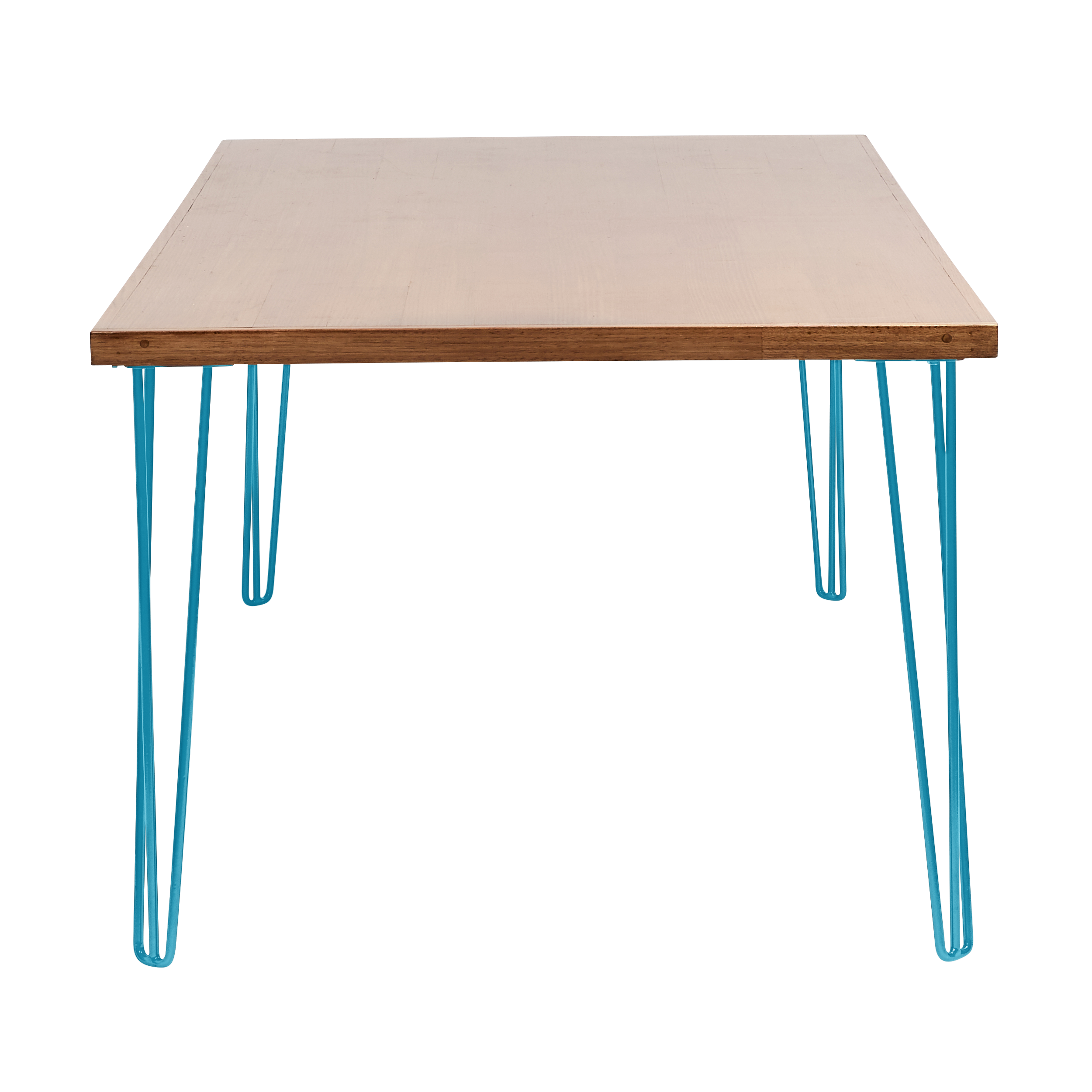 hairpin-dining-table-240×105-teak-end-peacock blue-legs
