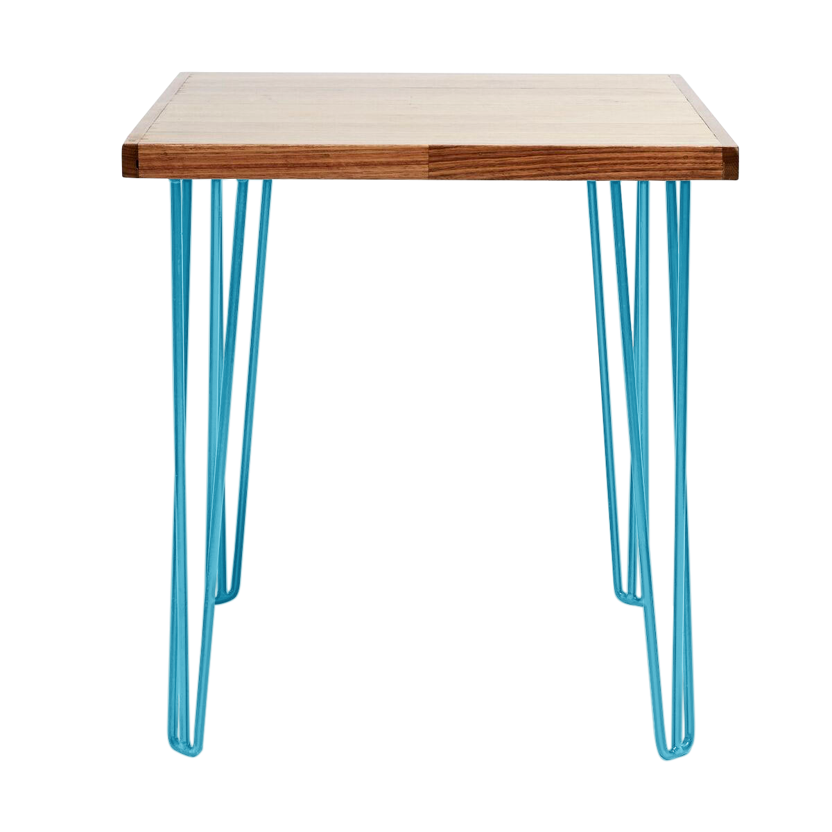 hairpin-dining-table-70×70-teak-peacock blue-legs