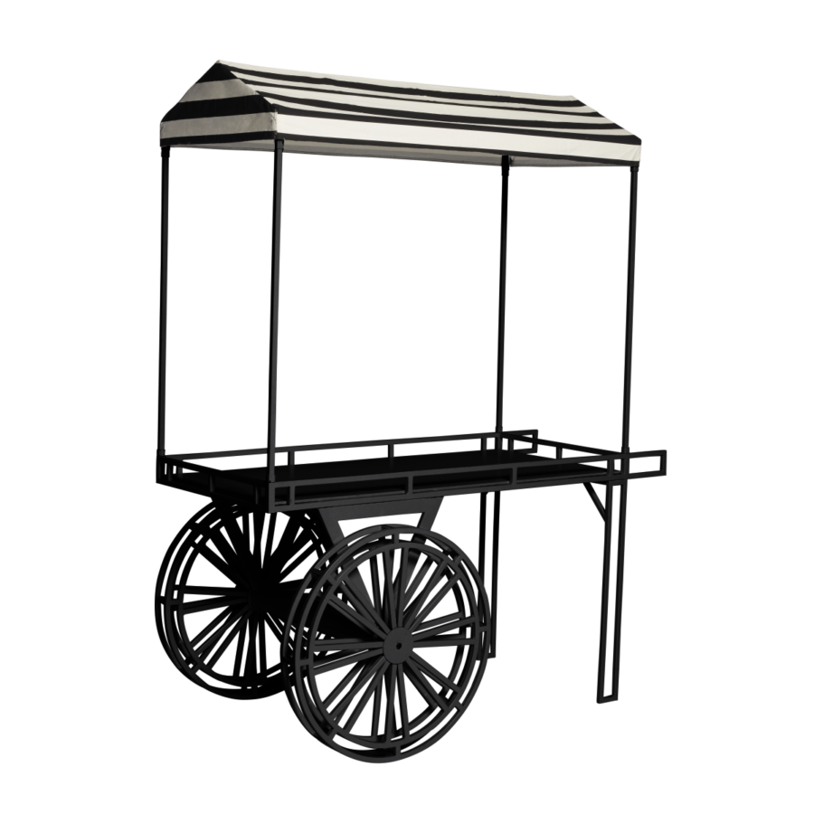 flower-cart-black-canopy-black-and-white