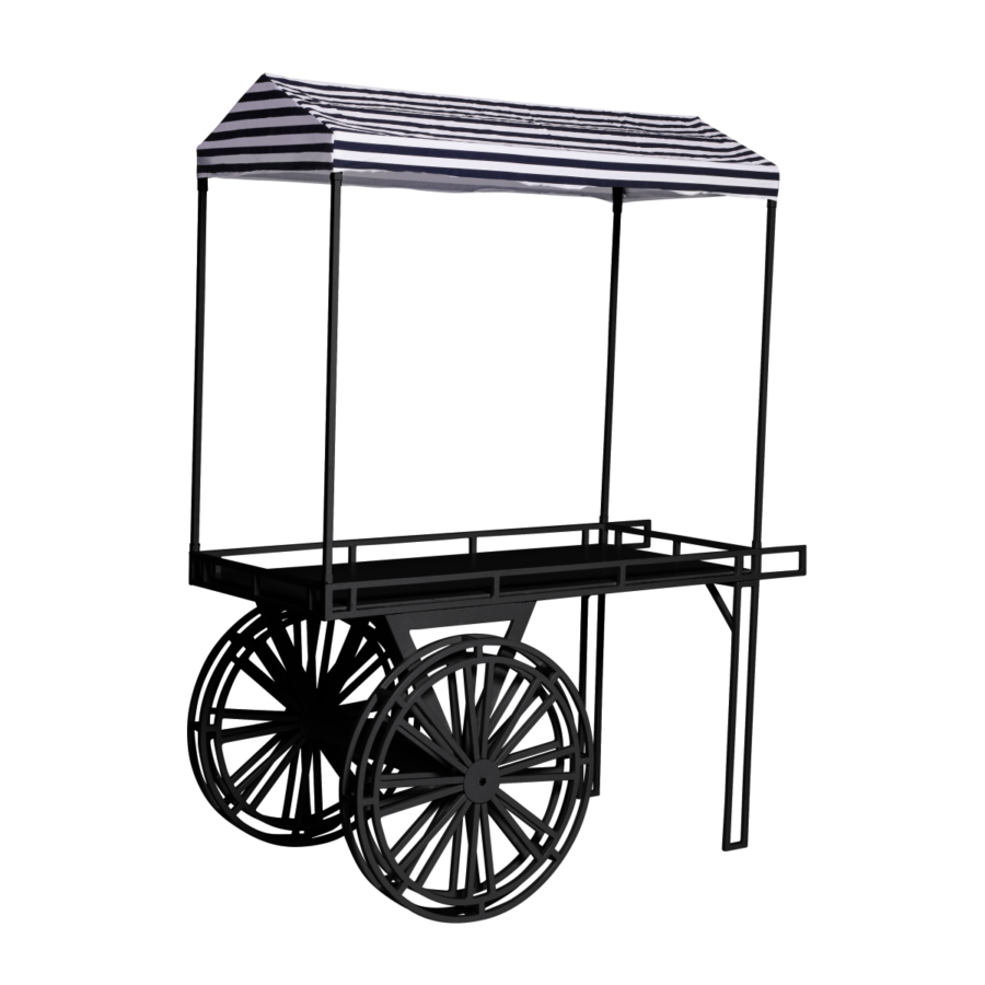 flower-cart-black-canopy-black-and-white