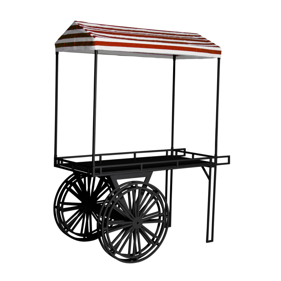 flower-cart-black-canopy-black-and-white
