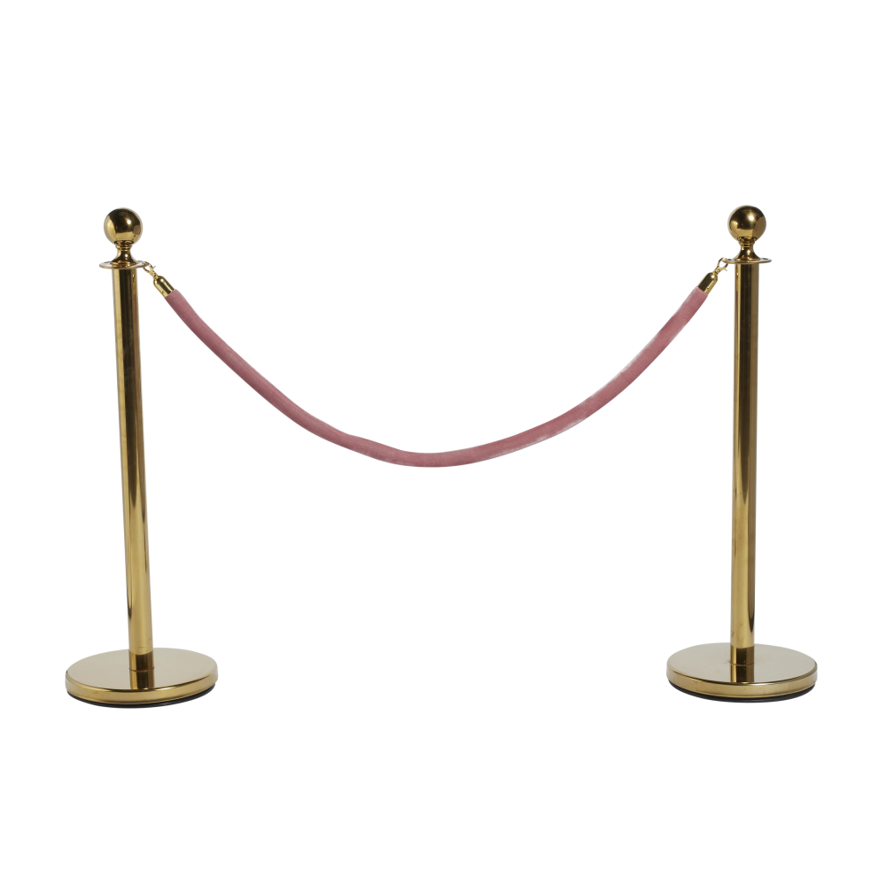 bollards-gold-pink-velvet-rope