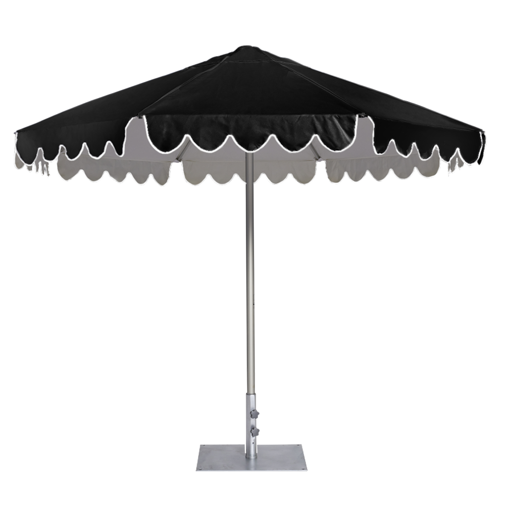 garden-umbrella-black-scallop-white-trim-grey-base