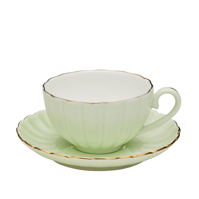 High Tea Cup & Saucer Green Social Event Hire