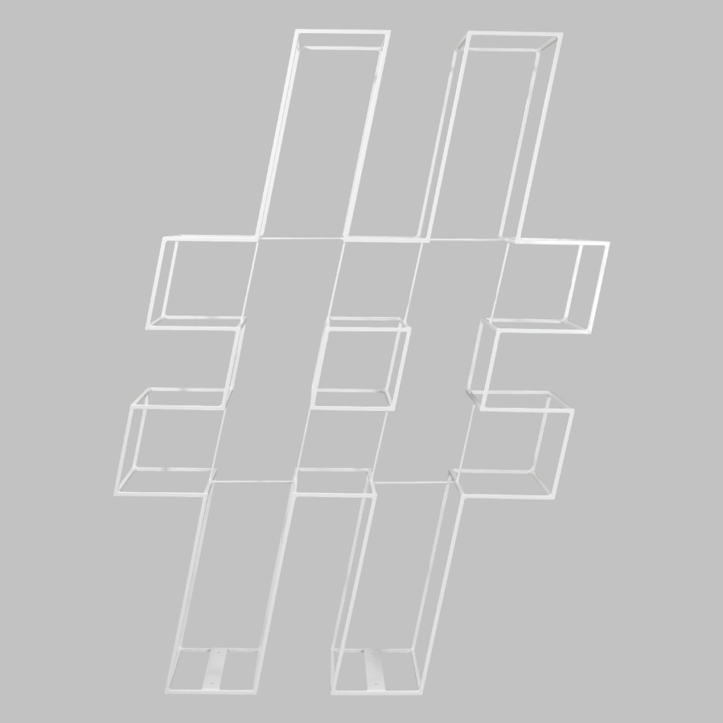 Wire Hash Tag "#" White - 1.8m h | Social Event Hire