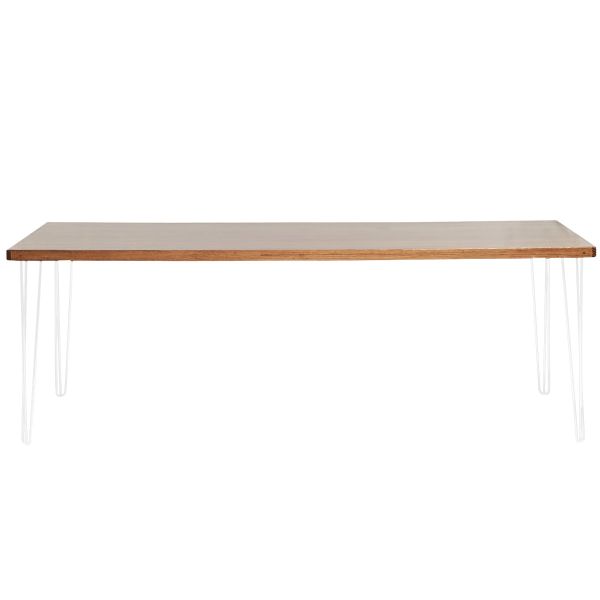 hairpin-dining-table-240×105-teak-straight-white-legs