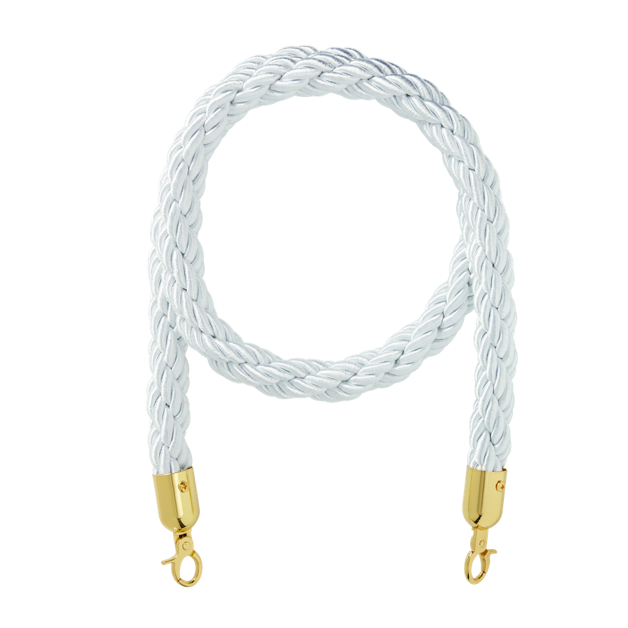 Rope Silver/White Braided - Gold Clips | Social Event Hire