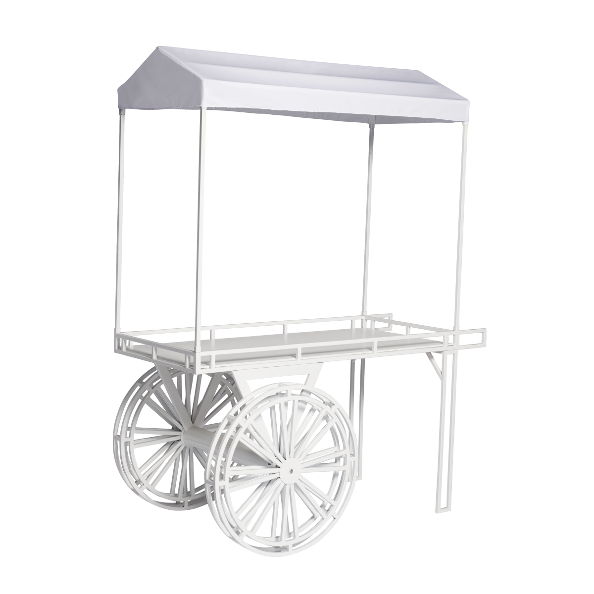 Flower Cart White with Roof Canopy White Social Event Hire