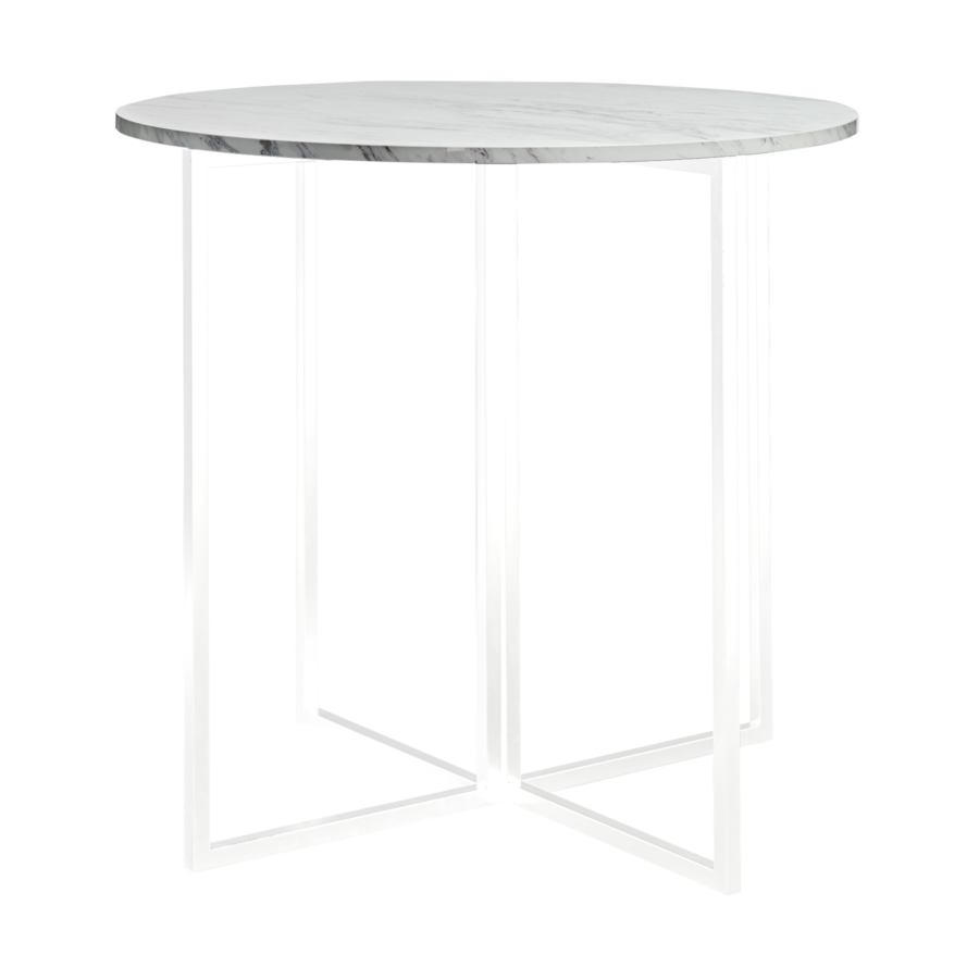Optical Bar Table Round White Marble Social Event Hire