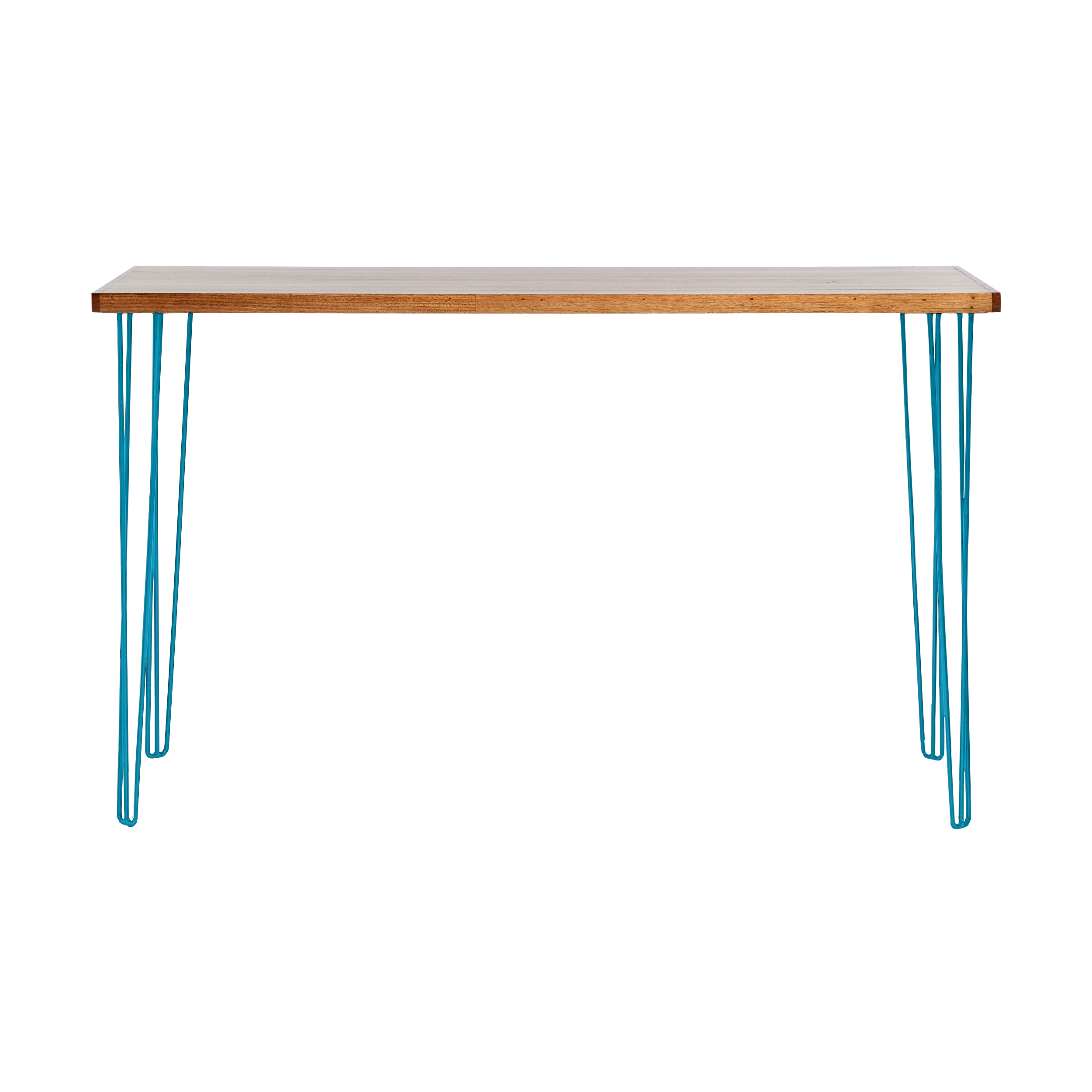 hairpin-bar-table-180×70-teak-straight-peacock blue-legs