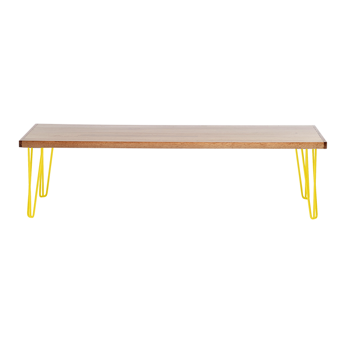 hairpin-coffee-table-180×70-teak-straight-yellow-legs