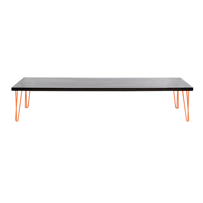 hairpin-coffee-table-240×105-blackwash-straight-orange-legs