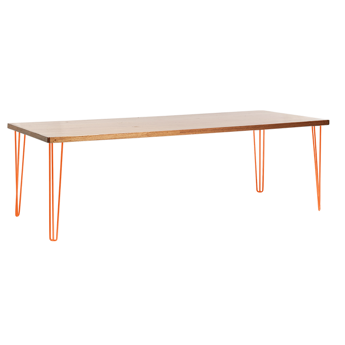 hairpin-dining-table-240×105-teak-straight-white-legs