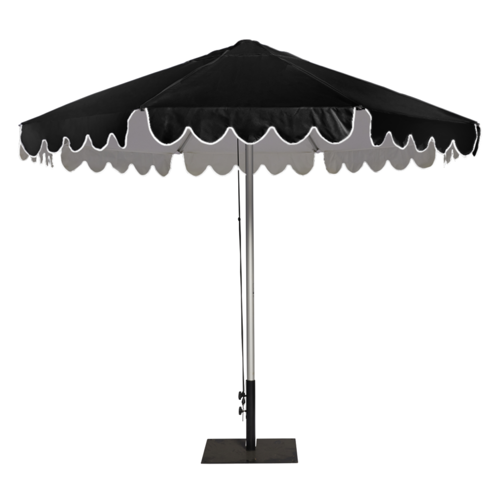 Garden Umbrella Black Scallop Social Event Hire