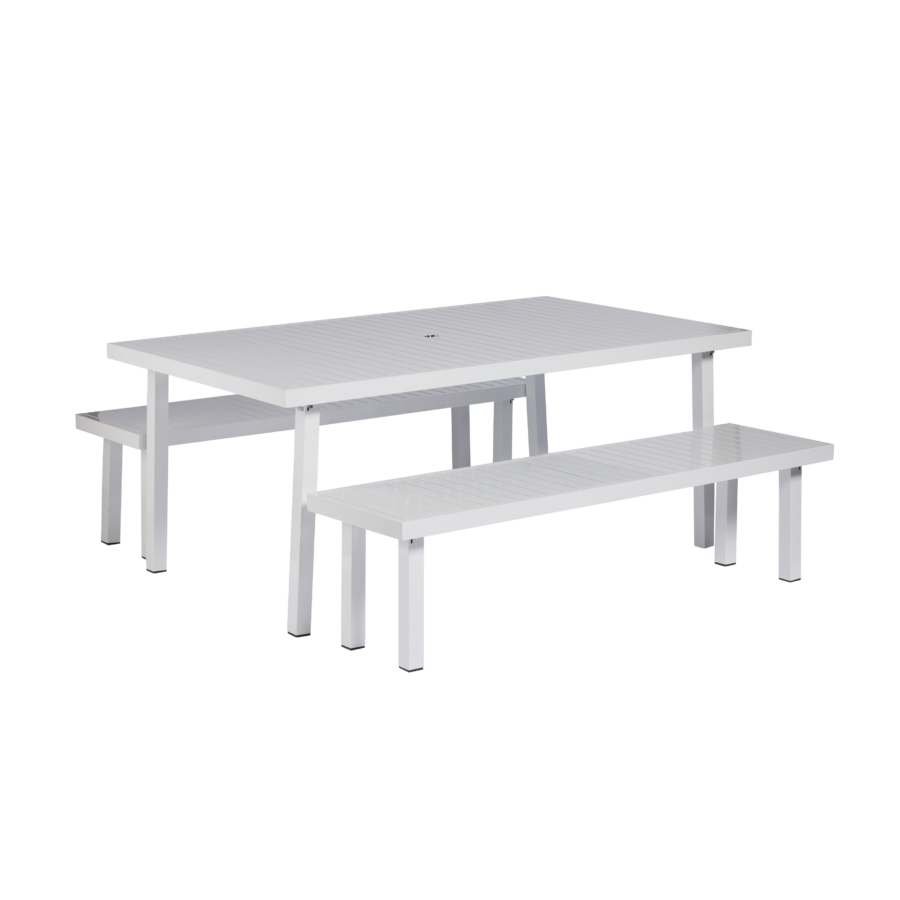 Sorrento Dining Table 2.4m - with Bench Seats | Social Event Hire