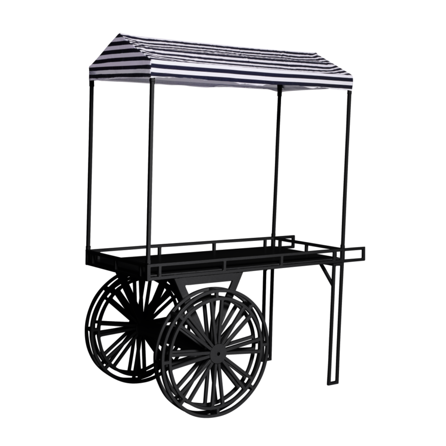 flower-cart-black-canopy-black-and-white