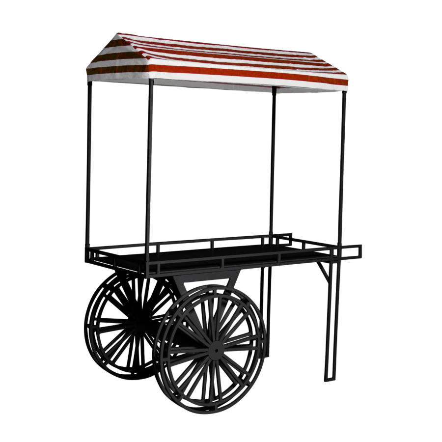 flower-cart-black-canopy-black-and-white