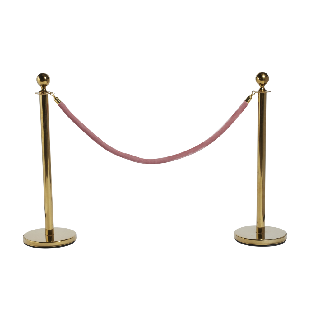 bollards-gold-pink-velvet-rope